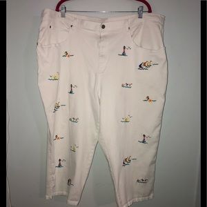 Ocean beach embroidered jeans